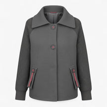 Clothes : Serena | Dames lange winterjas met hoge kraag in Donkergrijs van Pantino