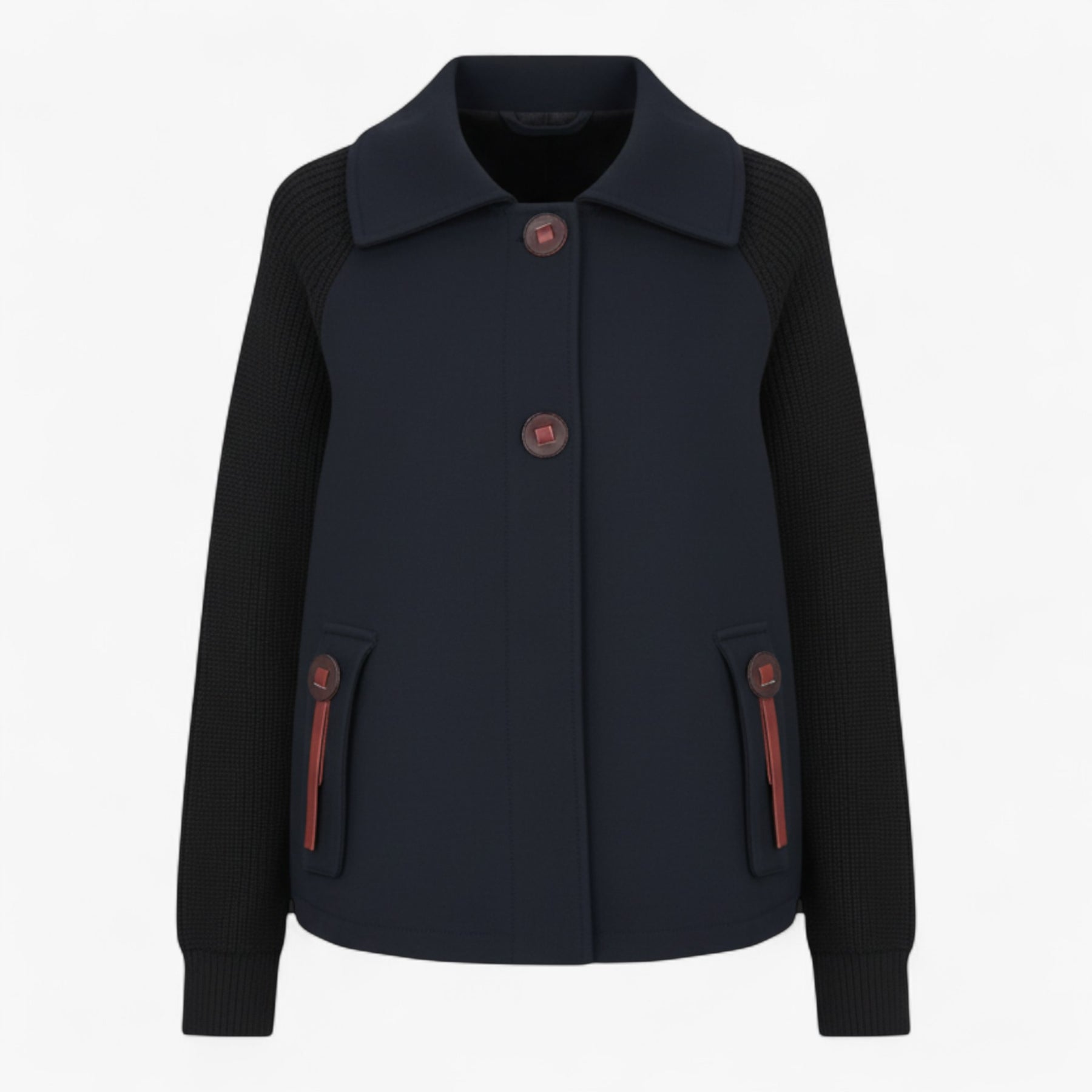 Clothes : Serena | Dames lange winterjas met hoge kraag in Zwart van Pantino