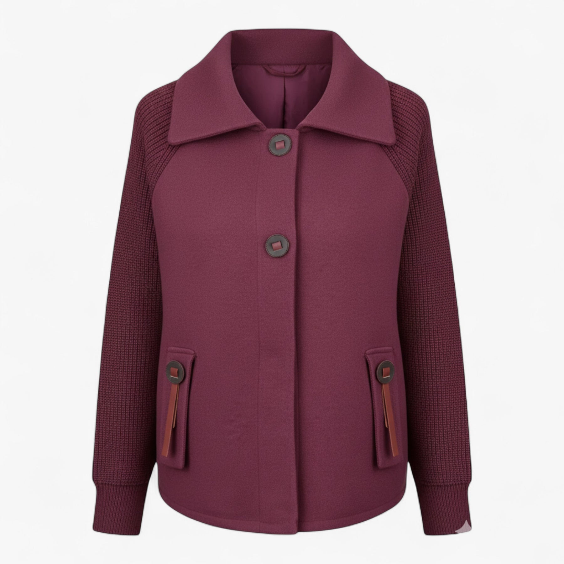 Clothes : Serena | Dames lange winterjas met hoge kraag in Fuchsia van Pantino