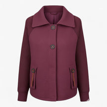Clothes : Serena | Dames lange winterjas met hoge kraag in Fuchsia van Pantino