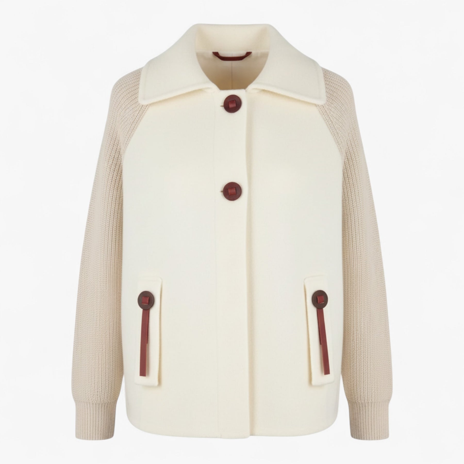 Clothes : Serena | Dames lange winterjas met hoge kraag in Wit van Pantino