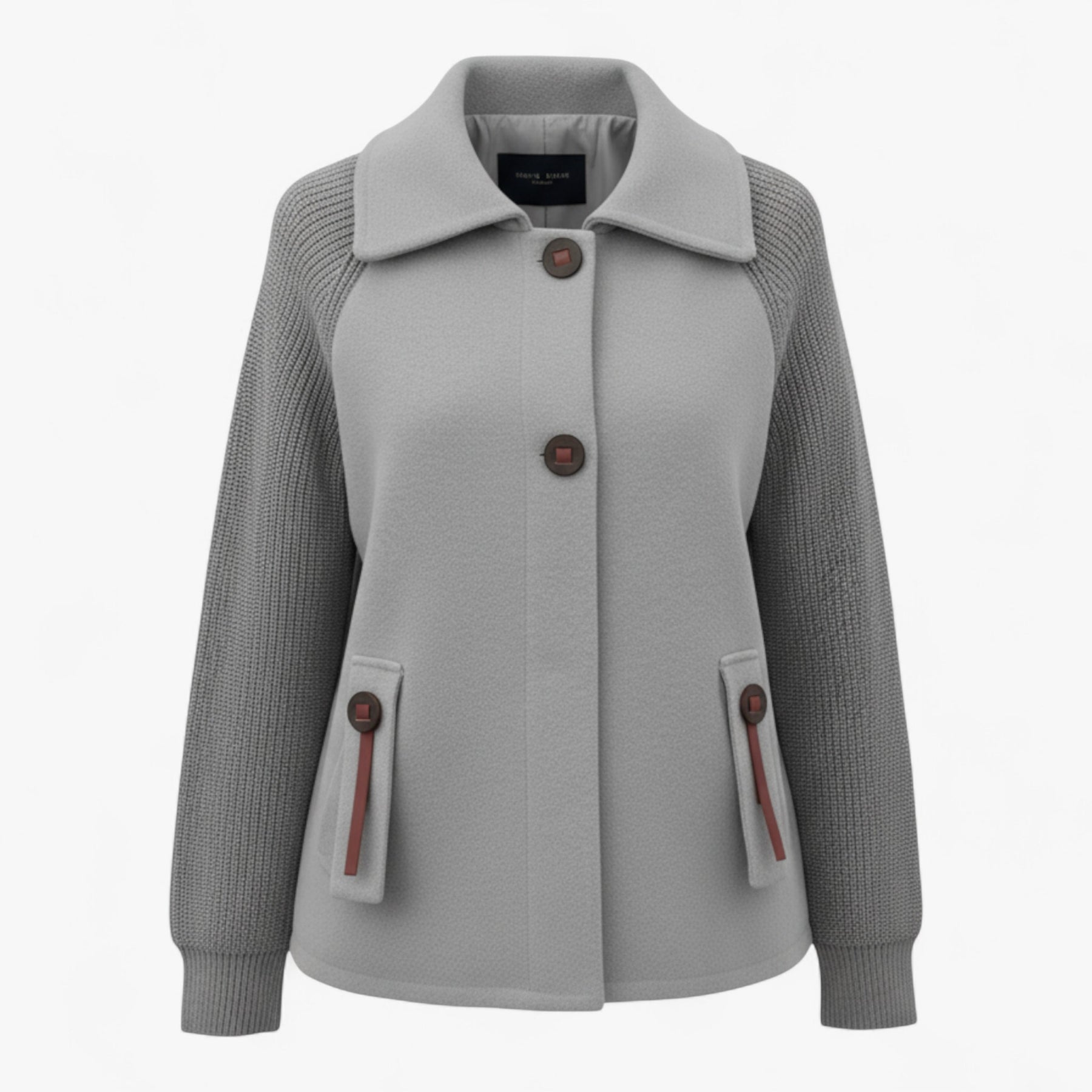 Clothes : Serena | Dames lange winterjas met hoge kraag in Grijs van Pantino