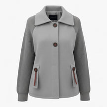 Clothes : Serena | Dames lange winterjas met hoge kraag in Grijs van Pantino