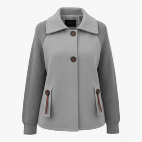 Clothes : Serena | Dames lange winterjas met hoge kraag in Grijs van Pantino