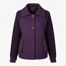 Clothes : Serena | Dames lange winterjas met hoge kraag in Paars van Pantino