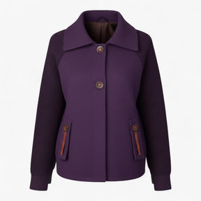 Clothes : Serena | Dames lange winterjas met hoge kraag in Paars van Pantino