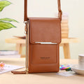 Bolso de hombro con ventana táctil marrón - Bolso inteligente tecnológico - Nylon