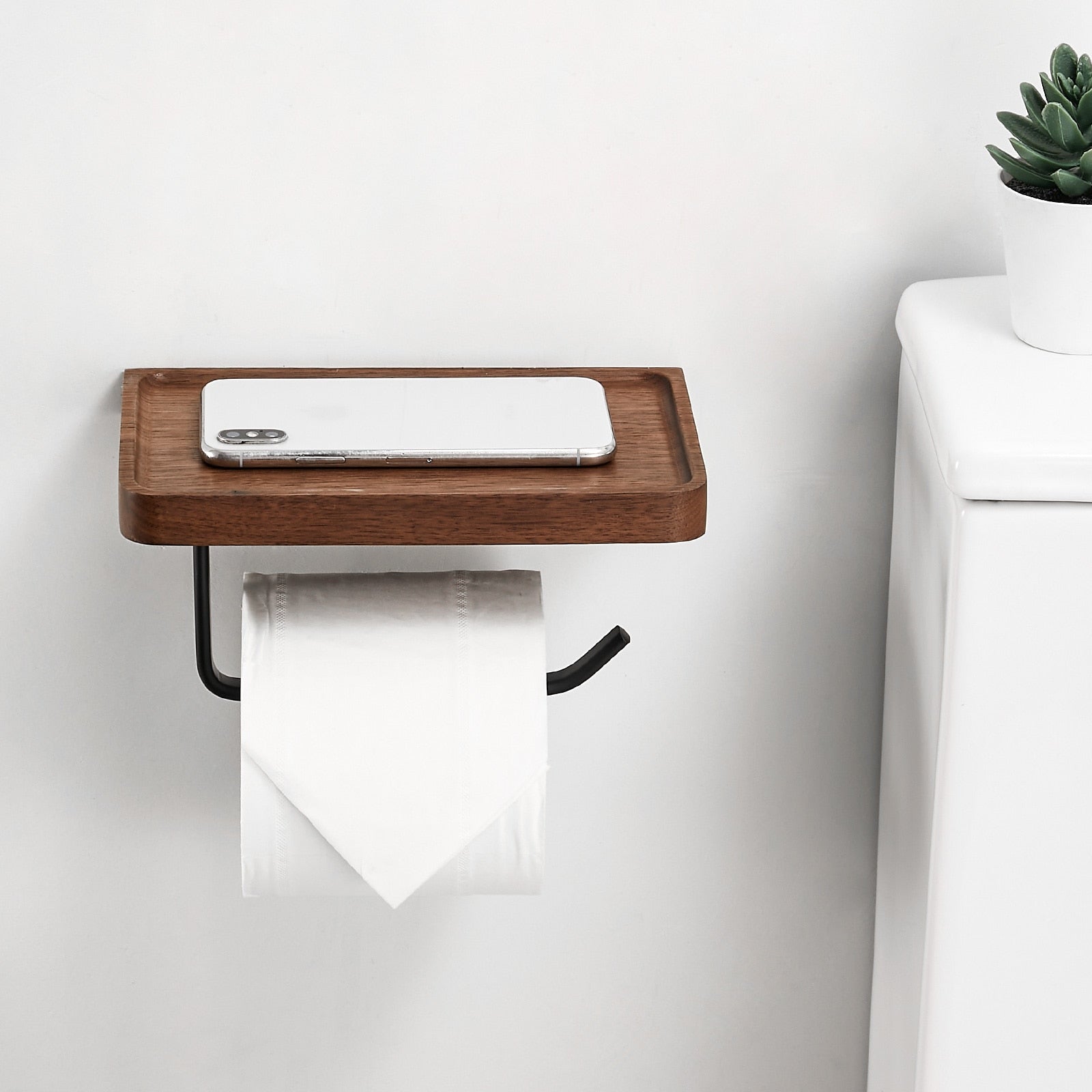 SmartHome - Design toiletrolhouder hout | telefoonhouder | hygienisch - - Home & Garden - Pantino