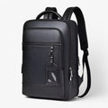 Mochila de cuero con USB para hombre - negro-a