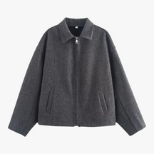 Damesjassen & -jacks : Malia | Dames Vintage Wollen Winterjas voor Koude Maanden in Grijs van Pantino