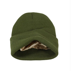 Muts met satijnen voering - Geen krullend haar meer! - €25 : Muts met satijnen voering - Geen krullend haar meer! in Groene kleur van Pantinoshop