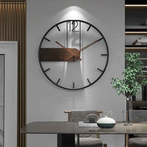 Wandklokken : Staal & walnoot | Elegant vormgegeven klok – Verrijk uw ruimte met een verfijnde mix van materialen in Default van Pantino