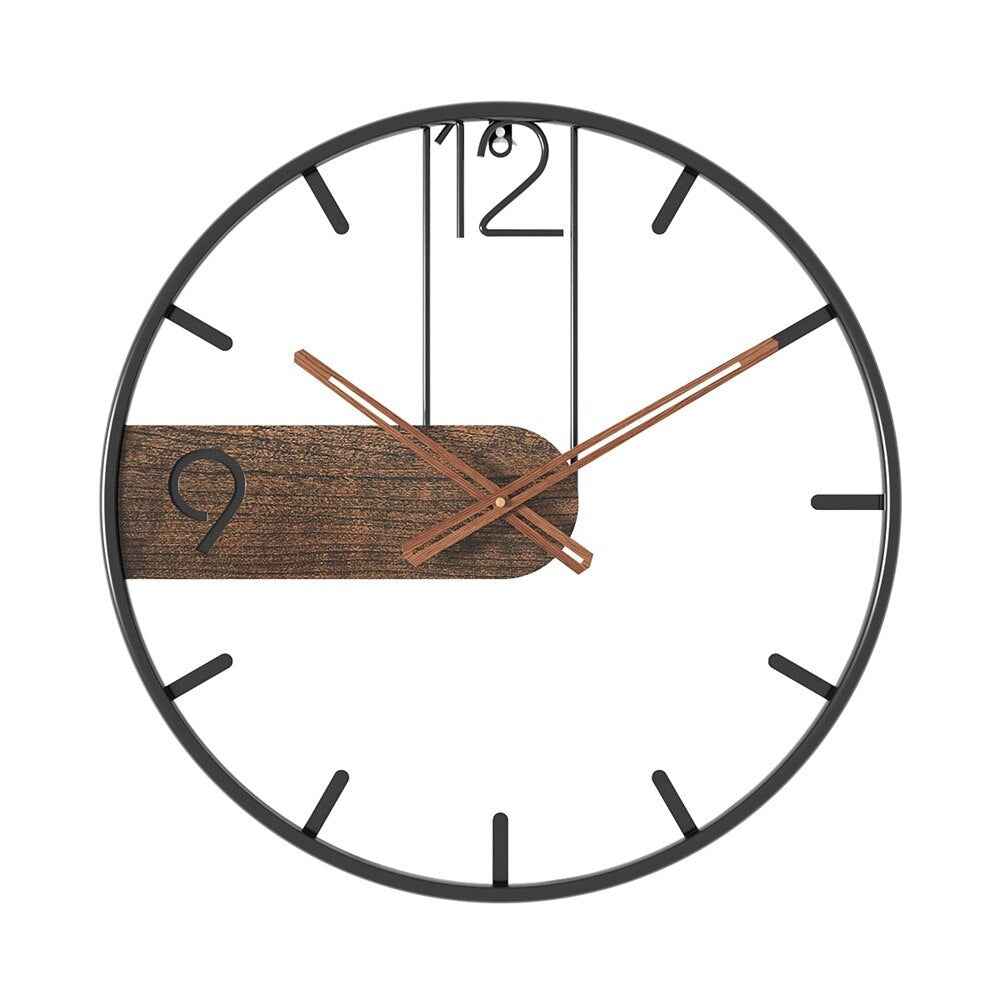 Wandklokken : Staal & walnoot | Elegant vormgegeven klok – Verrijk uw ruimte met een verfijnde mix van materialen in van Pantino
