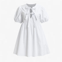 Women's Dress : Loretta | Stijlvolle Lange Jurk Dames met Ballonmouwen in Wit van Pantino