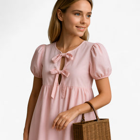 Women's Dress : Loretta | Stijlvolle Lange Jurk Dames met Ballonmouwen in van Pantino