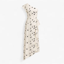 Women's Dress : Sole | Stijlvolle Lange Jurk met Rouches in Zwart-Wit van Pantino