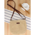 Skuldertaske Dame Beige - Casual Strikket Strå med Indvendig Lynlåslomme