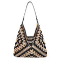 Bolso de hombro para mujer negro - Bohemio hecho a mano de paja para