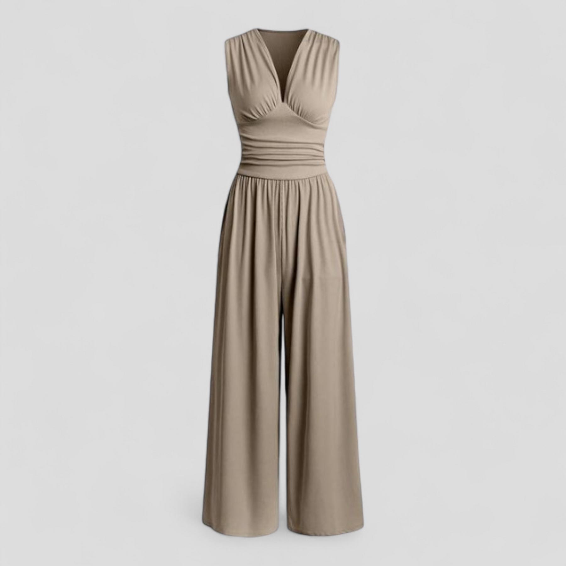 Women Set : Marsilia | Comfy Jumpsuit Dames met Top en Broek in Khaki van Pantino