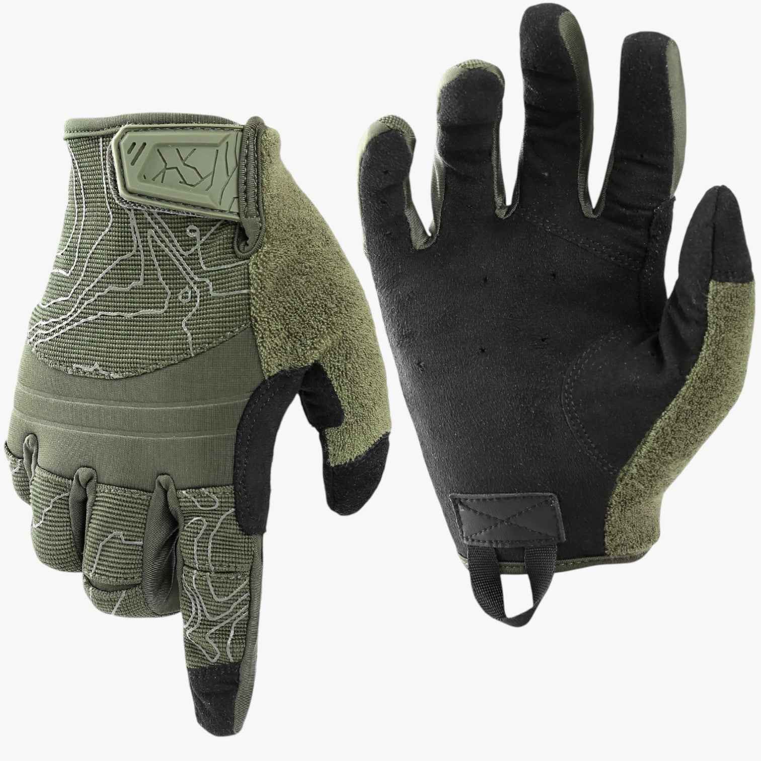Schoenen : Ademende Tactische Handschoenen met Volledige Vingerbescherming voor Touchscreen - Zwart in Groene vingerbescherming van Pantino