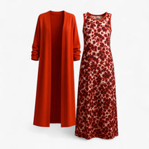 Women's Dress : Laverne | Tweedelige Set Dames in Rood van Pantino