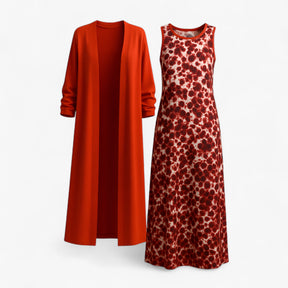 Women's Dress : Laverne | Tweedelige Set Dames in Rood van Pantino