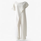 Women's Dress : Anouk | Tweedelige Set Dames Top en Pantalon in Wit van Pantino