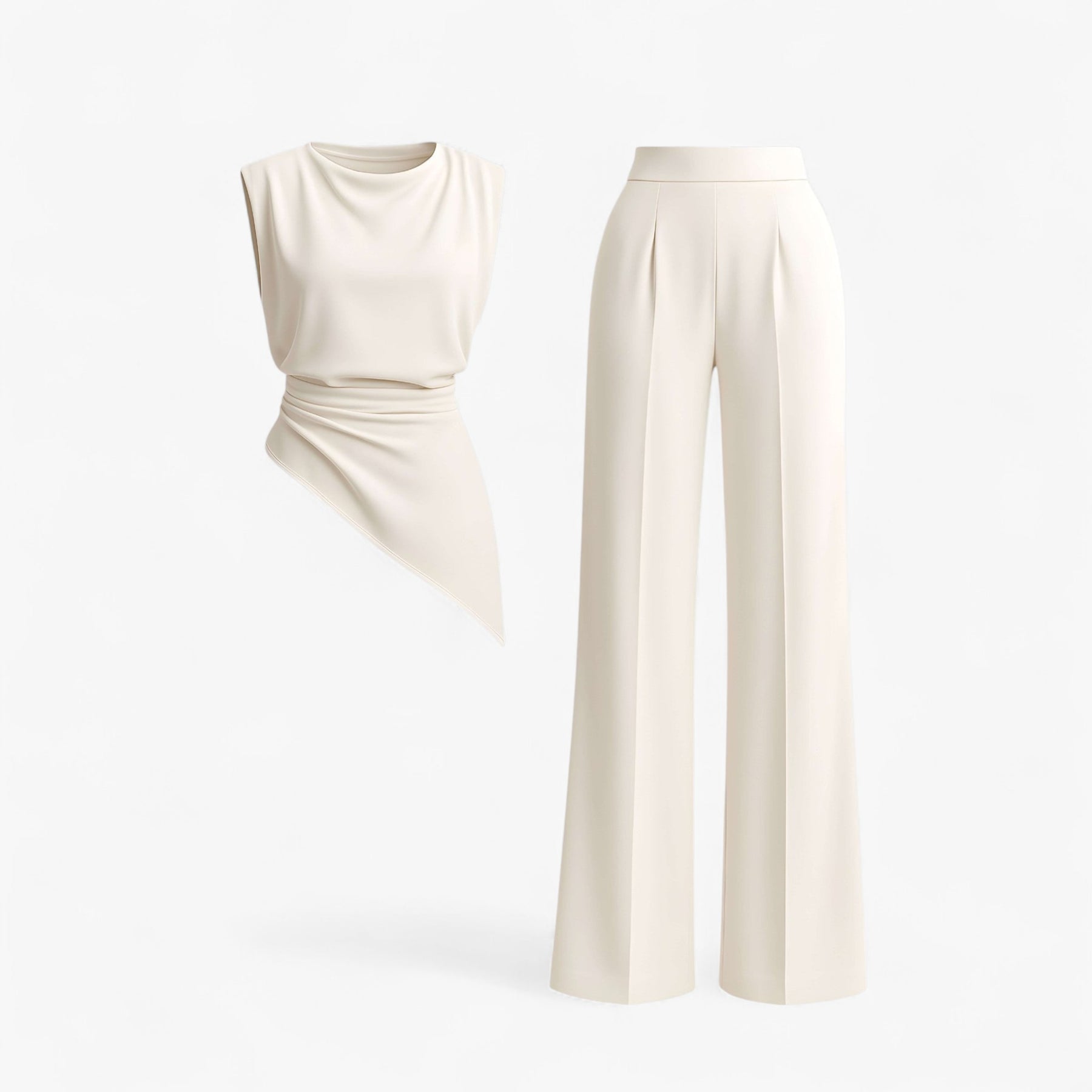 Women Set : Bonnie | Tweedelige Set Dames met Stijlvol Ontwerp in Ivoor van Pantino
