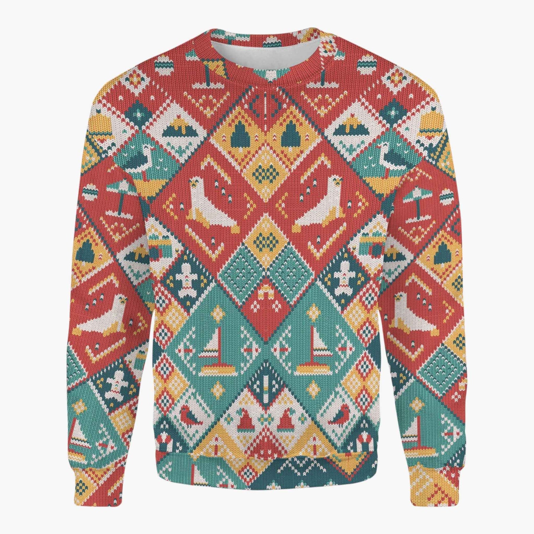 Sweaters : Unisex Casual Sweater met Sneeuwvlokken in Ontwerp 3 van Pantino