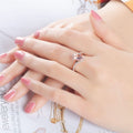 Anillo de oro rosa - Diseño ondulado con turmalina rosa y diamantes - Oro rosa