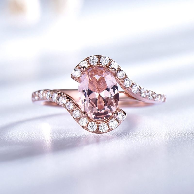 Eloise - Wellendesign Pink Turmalin Ring mit Diamantakzenten - - Accessoires - Pantino