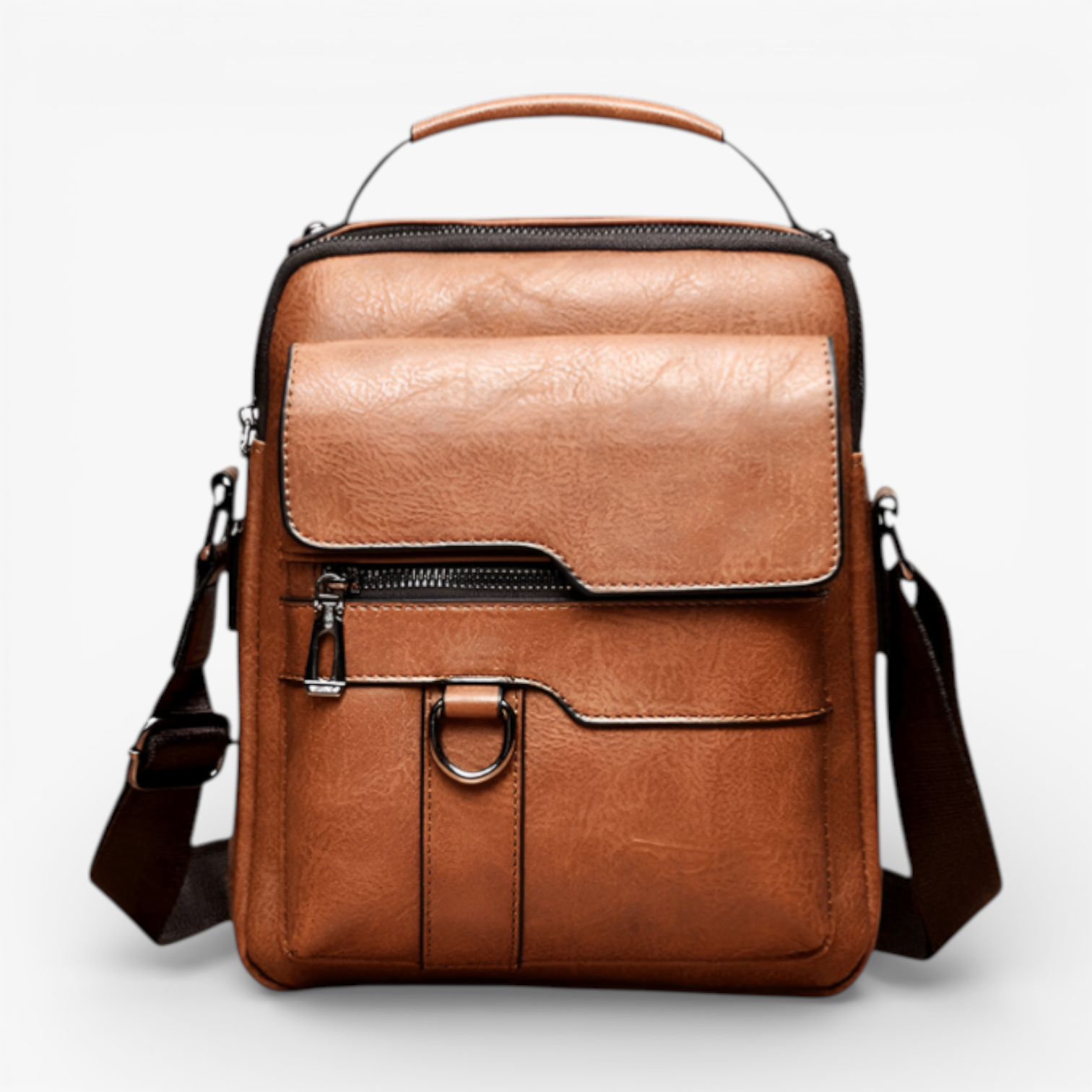 bags : LuxeLeather Schoudertas Heren - Modern en Lichtbruin - Lichtbruin in van Pantino