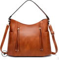 Elegant vintage lædertaske med stil - brun