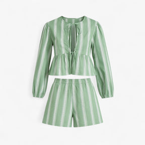 Women Set : Renata | Vrouwen Comfortabele Gestreepte Zomer Set in van Pantino
