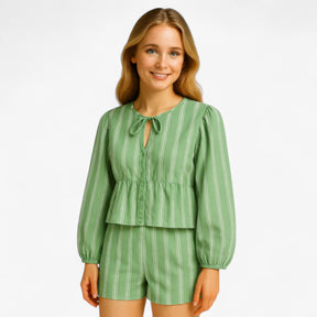 Women Set : Renata | Vrouwen Comfortabele Gestreepte Zomer Set in van Pantino