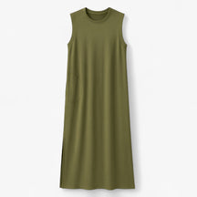 Women's Dress : Phoebe | Vrouwen Lange Zomerjurk in Militair Groen van Pantino
