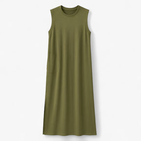 Women's Dress : Phoebe | Vrouwen Lange Zomerjurk in Militair Groen van Pantino