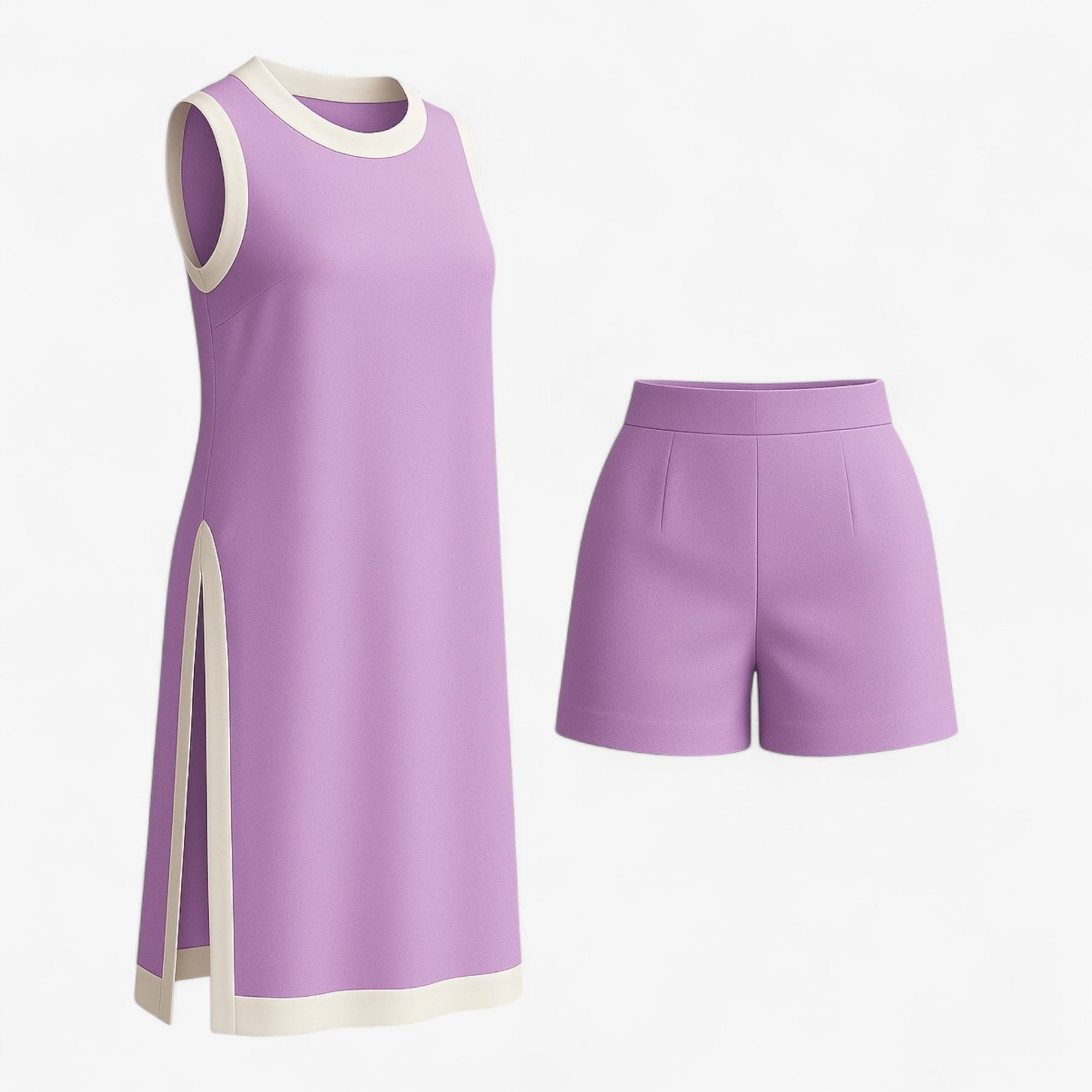 Women Set : Arlo | Vrouwen Zomer Set met Boho Kleurblok in Paars van Pantino