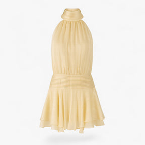Women's Dress : Ilona | Vrouwen's Elegante Mini Jurk met Parels in Geel van Pantino