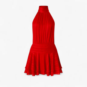 Women's Dress : Ilona | Vrouwen's Elegante Mini Jurk met Parels in Rood van Pantino