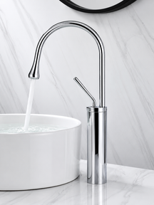 home & garden : Wastafelkraan Druppel Stijl Badkamer Draaibare Waterval Kranen - Goud Geborsteld Kort in Chroom hoog van Pantino
