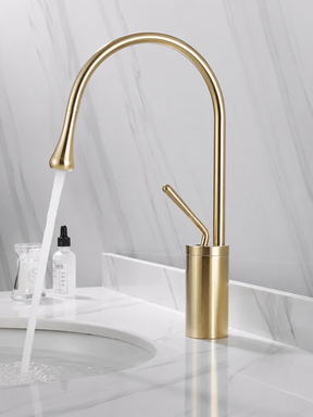 home & garden : Wastafelkraan Druppel Stijl Badkamer Draaibare Waterval Kranen - Goud Geborsteld Kort in Goud geborsteld kort van Pantino