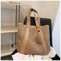 Brązowa torebka damska - EcoChic - rattan
