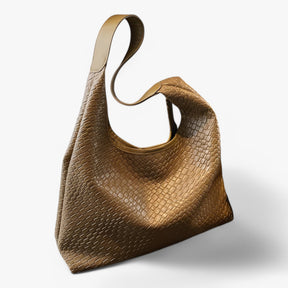 RENATE - Dames Veelzijdige Zachte Leren Schoudertas met Geweven Hobo-Design - Groen - shoulder bags - Pantino
