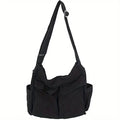 Torebka crossbody damska czarna - vintage, płócienna, na co dzień