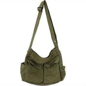 Handbags : JOSEPHINA - Vintage canvas crossbody-handtas voor dames in leger groen van Pantino