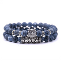 Brazalete para mujer azul - Piedra búho 8mm