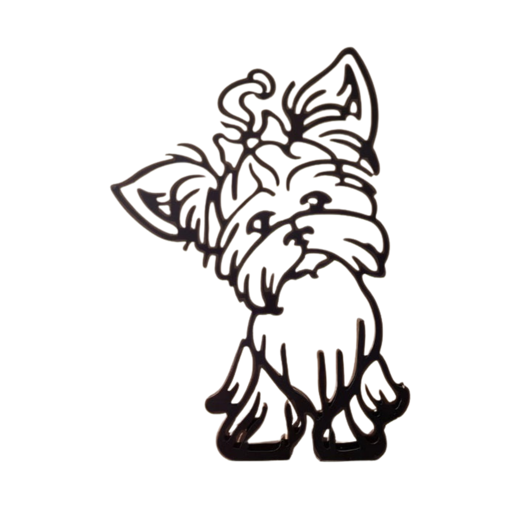 home & garden : Minimalistisch Metalen Dierensilhouet – Hond of Kat Ornament voor Wand of Tafeldecoratie in Yorkshire Terrier van Pantino