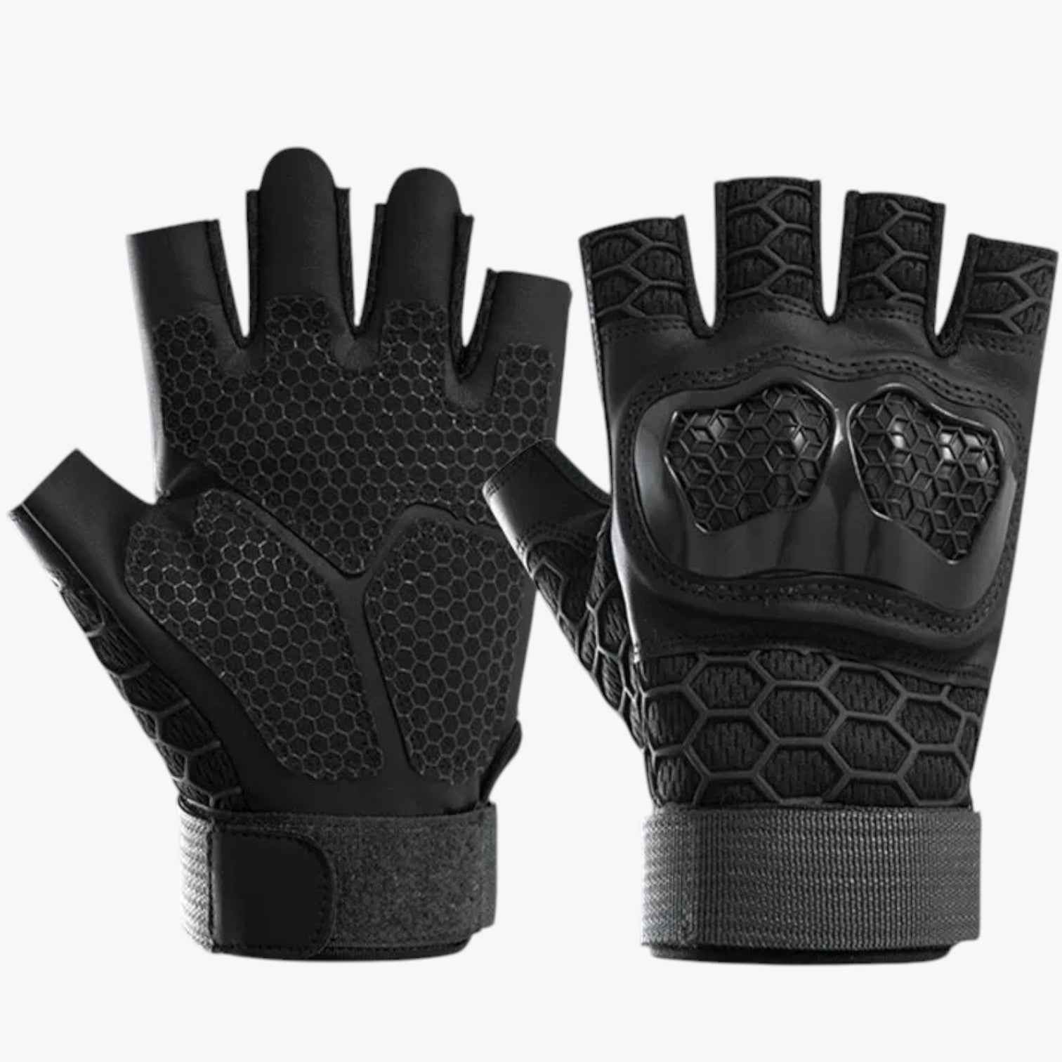 Gloves : Zayne | Tactische halve handschoenen tegen slip- en slijtvastheid in Zwart van Pantino