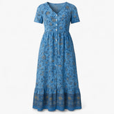 Women's Dress : Rebecca | Zomerjurk Dames Met Bloemenprint Casual in Blauw van Pantino